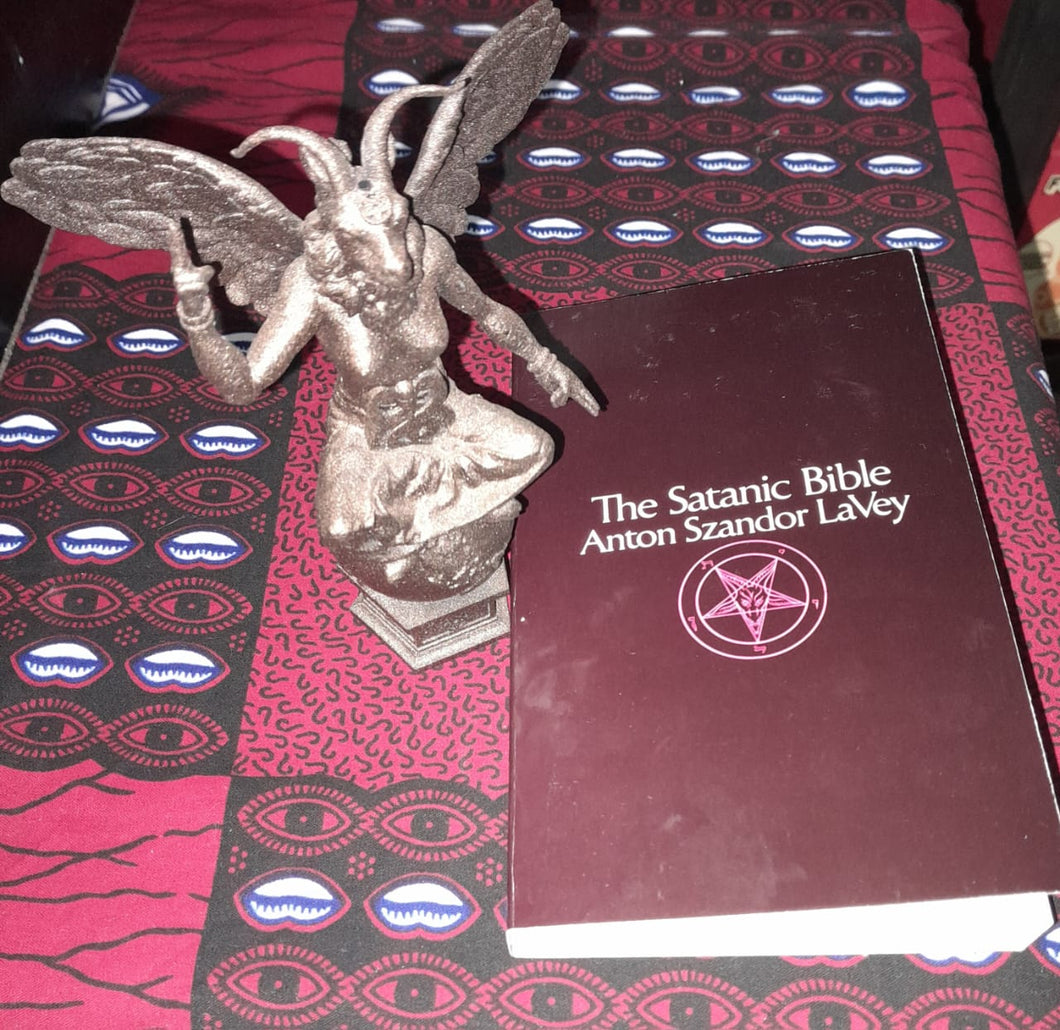 Satanic bible set with Baphomet statue