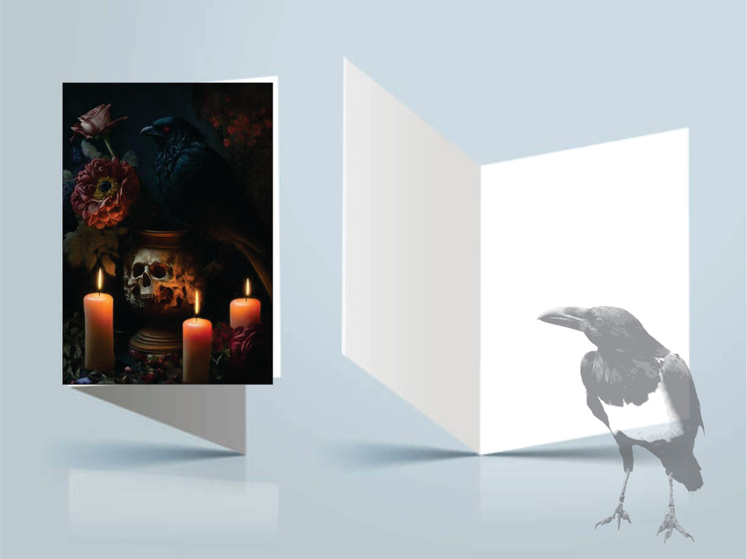 Greeting cards Raven and candles