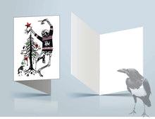 Greeting card - Dancing skeleton around Christmas tree